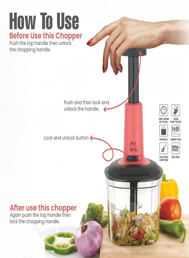 Craftlayout قطاعة خضراوات يدوية بلاستيكية من كرافتلايوت مزودة بثلاث شفرات من الفولاذ المقاوم للصدأ، مثالية للمطبخ، لتقطيع الفواكه والمكسرات والبصل والجزر، بالإضافة إلى فرم اللحوم، وخلطها، وتجهيز الطعام، وتقطيع الخضار، وبشرها، وتحضير السلطات. سعة 1000 مل. - Image 5